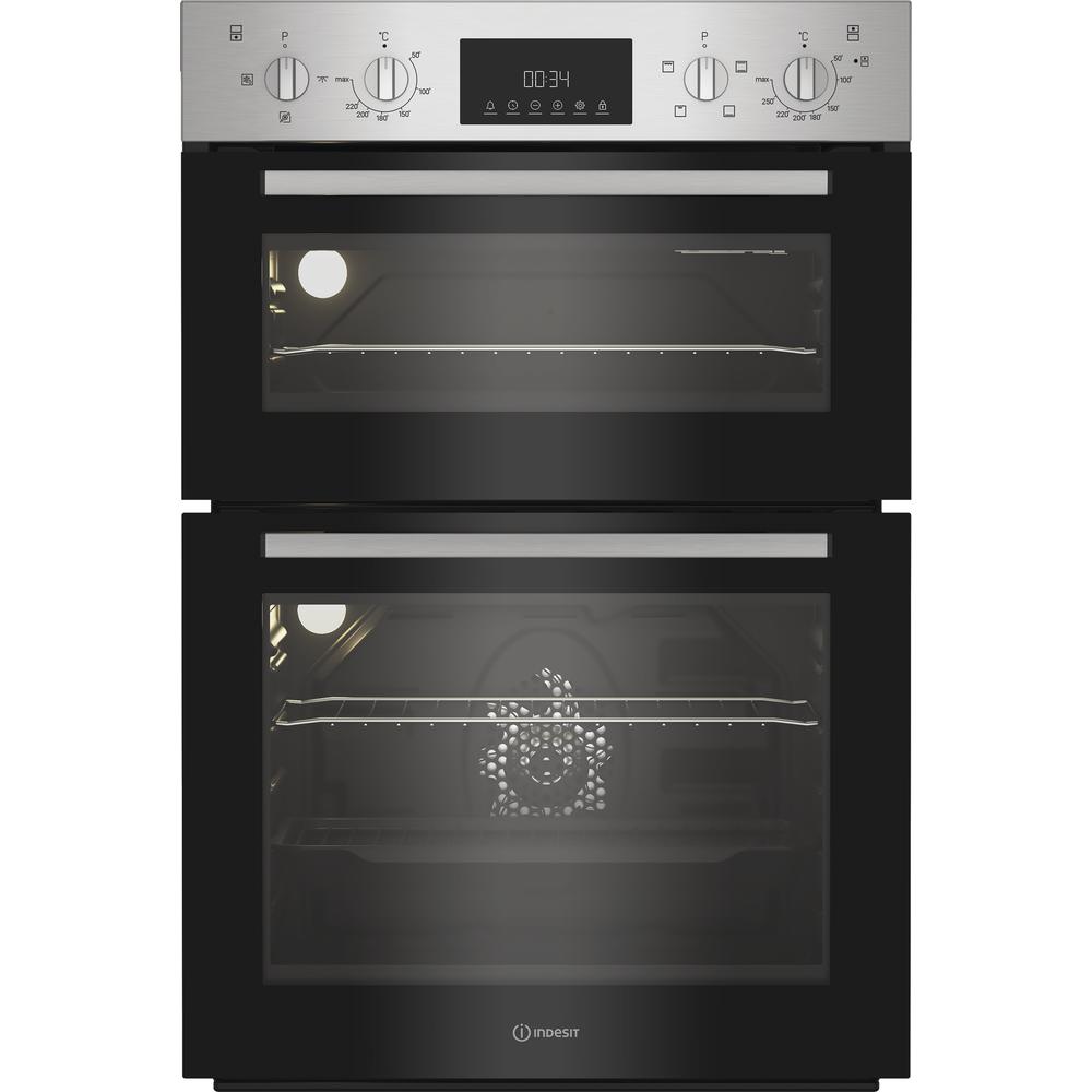Indesit DII10DIX Built‑In Electric Double Oven – 69 L + 36 L, Twin Grill & Fan Cooking, Stainless Steel