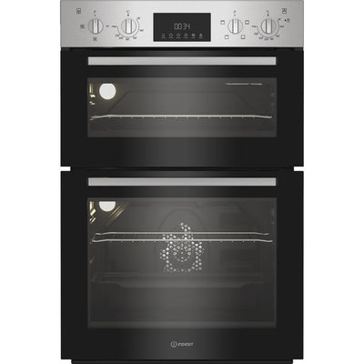 Indesit DII10DIX Built‑In Electric Double Oven – 69 L + 36 L, Twin Grill & Fan Cooking, Stainless Steel