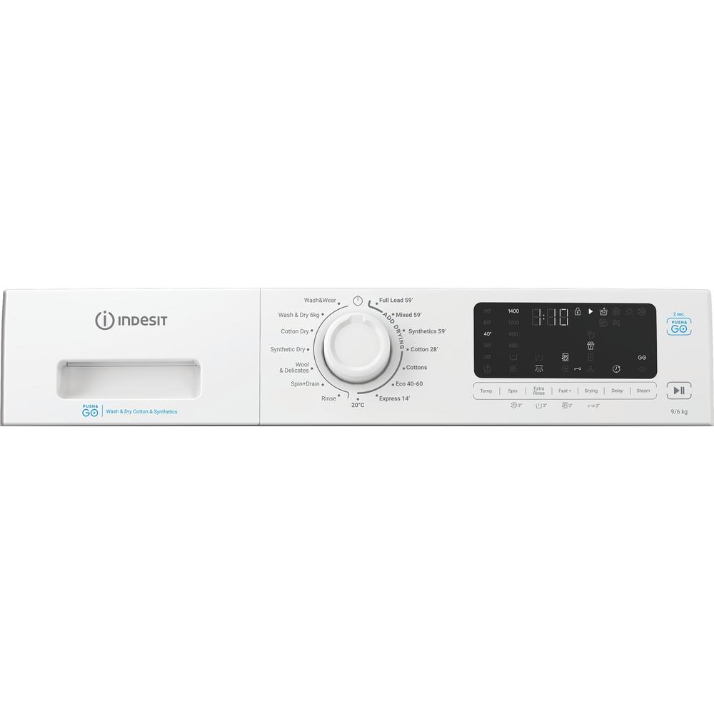Indesit IDP 9646 Push&Go UK 9kg/6kg Washer Dryer – 1400RPM, Steam, Quick Wash & Dry, White (A Rated Wash)