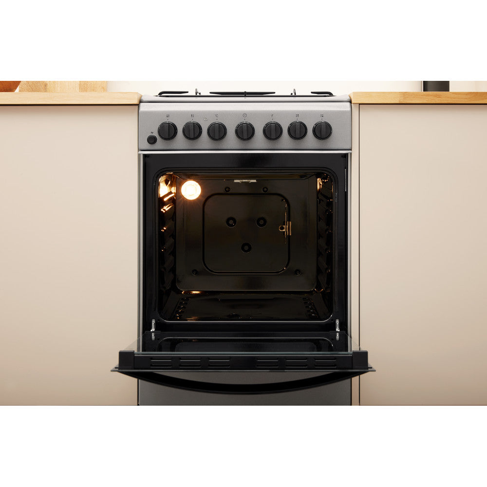 INDESIT 50 cm Dual Fuel Cooker - Silver - IS5G4PHSS