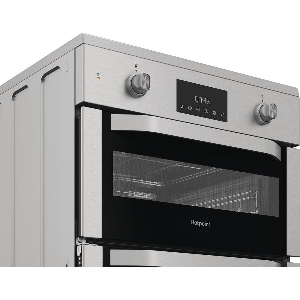 Hotpoint HDE6IDC2X 60cm Electric Double Cooker with Induction Hob – 75L Multiflow Oven, Catalytic Cleaning, A Rated, Stainless Steel