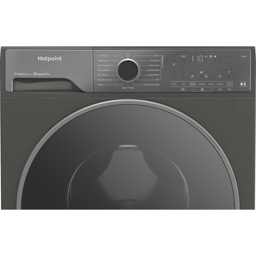 Hotpoint Fabric Care Pro 10kg 1400 Spin Washing Machine, AutoDose, WiFi Connected, Manhattan Grey, A-50% Rated – HP105GACARE