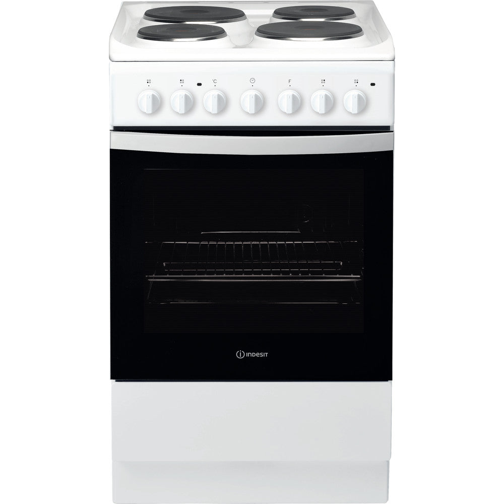 Indesit 50cm Electric Cooker with Solid Plate Hob - White - IS5E4KHW