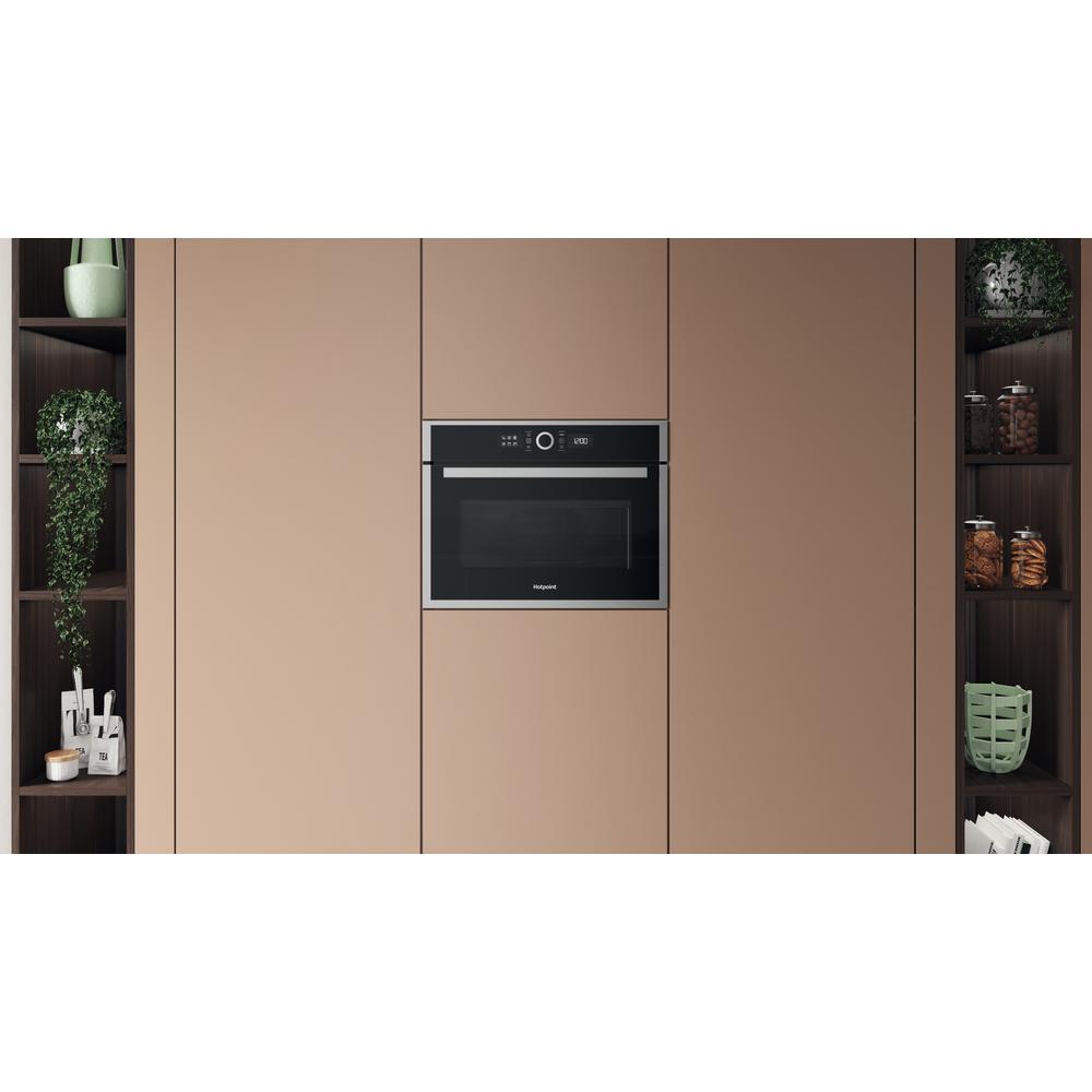 Hotpoint HMW47HMXUK Built-in Microwave with Grill, 40L, 900W Microwave / 1600W Grill, Dynamic Crisp, Stainless Steel, 455mm