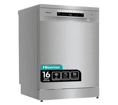 Hisense Full-Size WiFi-Enabled Freestanding Dishwasher – HS673C60XUK, 16 Place Settings, Stainless Steel