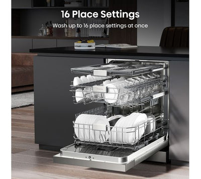 Hisense Full-Size WiFi-Enabled Freestanding Dishwasher – HS673C60XUK, 16 Place Settings, Stainless Steel