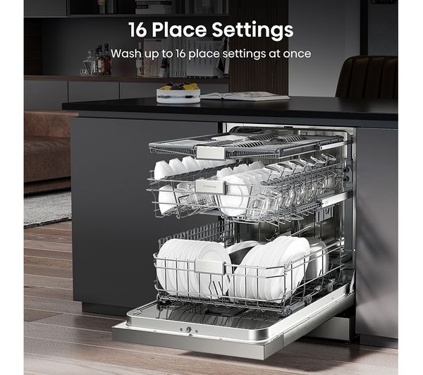 Hisense Full-Size WiFi-Enabled Freestanding Dishwasher – HS673C60XUK, 16 Place Settings, Stainless Steel