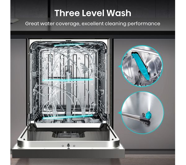 Hisense Full-Size WiFi-Enabled Freestanding Dishwasher – HS673C60XUK, 16 Place Settings, Stainless Steel