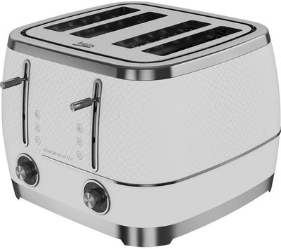 BEKO Cosmopolis 4-Slice Toaster – White & Chrome – Model TAM8402CR