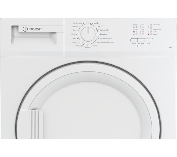 Indesit CYDC82WWGLUK 8kg Condenser Tumble Dryer – Sensor Dry, 15 Cycles, White – Energy-Efficient Large Capacity Dryer