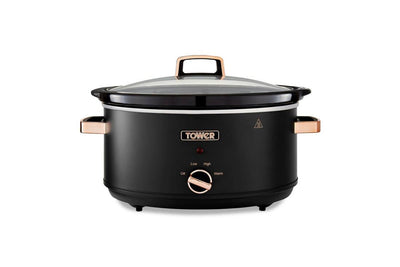 Tower Cavaletto T16043BLK 6.5L Slow Cooker with 3 Heat Settings– Black & Rose Gold