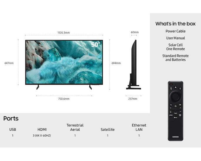 Samsung QE50Q7F2A 50" QLED Q7F2 4K Vision AI HDR Smart TV (2025)