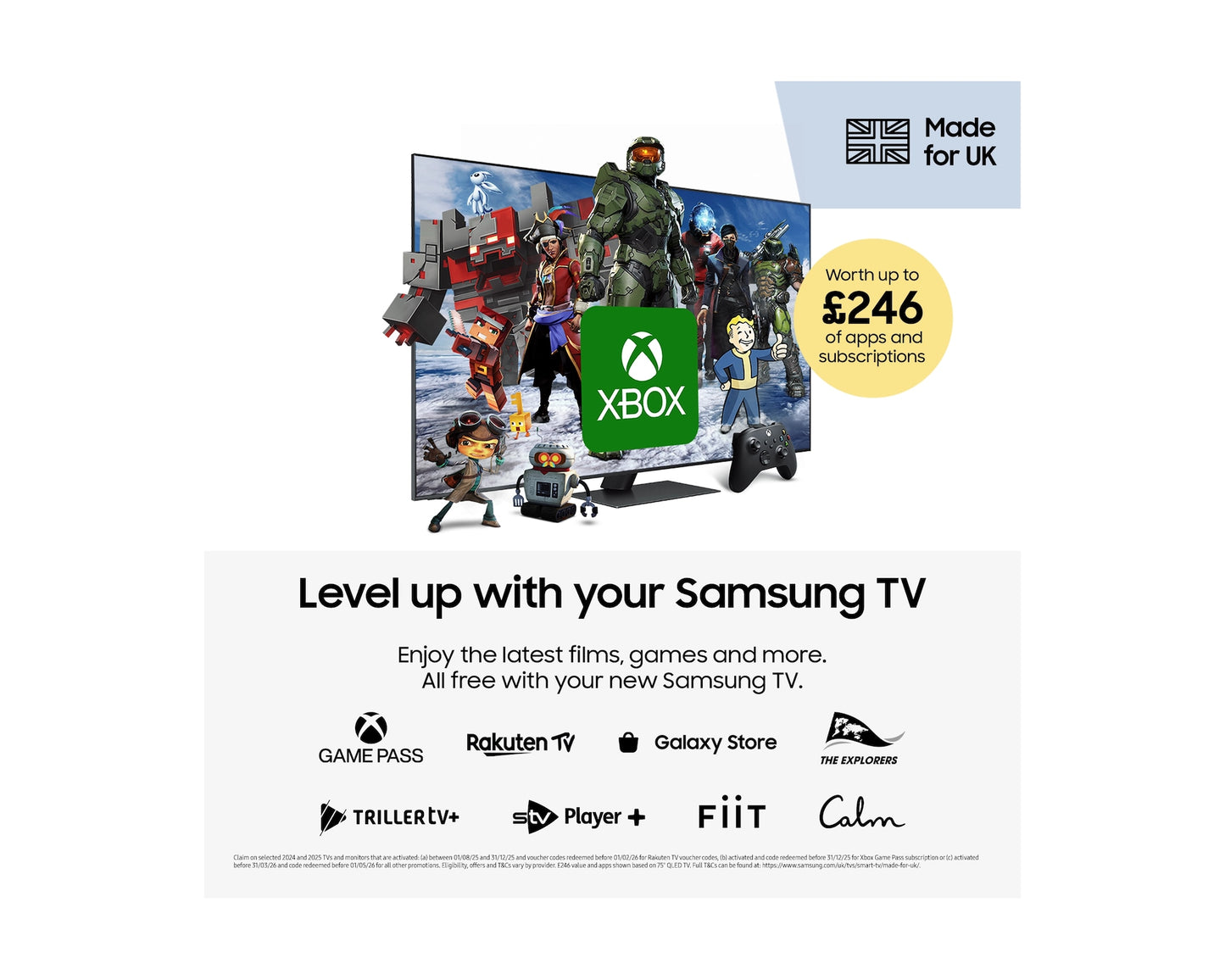 Samsung 43″ Crystal UHD U8020F 4K Smart TV (2025) – Crystal Processor 4K, Tizen Smart TV