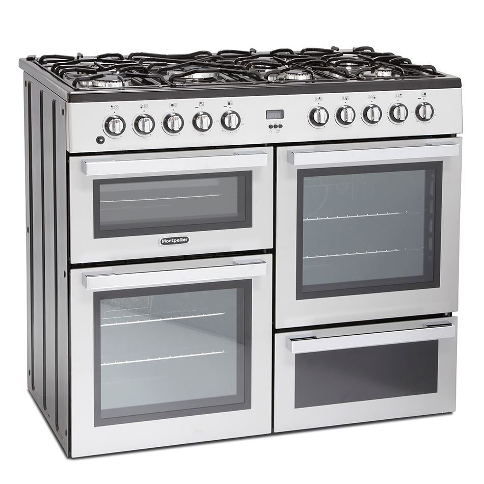 MONTPELLIER MDF100S DUAL FUEL RANGE COOKER IN SILVER